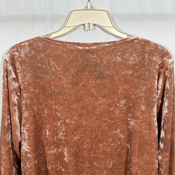 NWT Ava & Viv [ Plus Size 1X ] Long Sleeve Velvet Bodysuit‎ in Pink Peach - Picture 7 of 12
